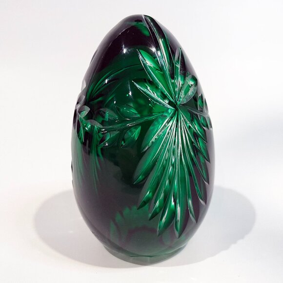 Ajka Cut to Clear Emerald Green Crystal Egg Magda Nemeth 4.25" tall - Picture 1 of 6